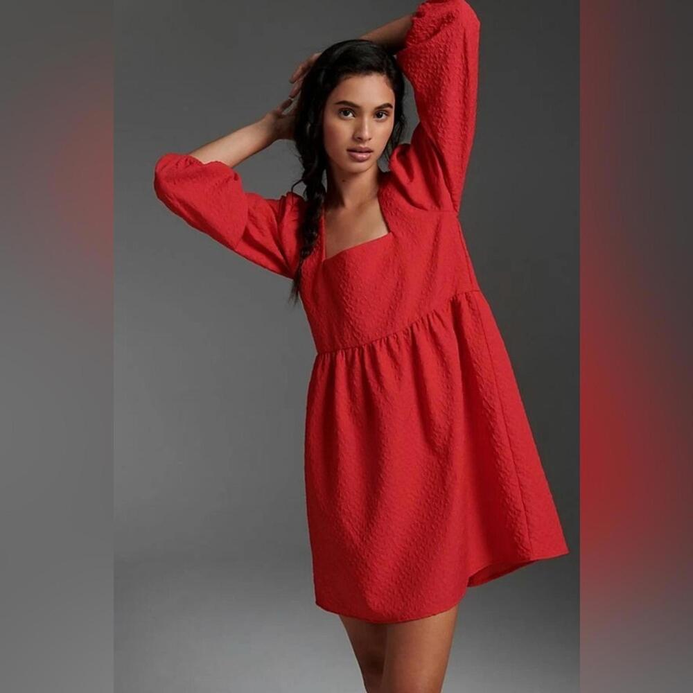 ANTHROPOLOGIE Amadie Esther Long Balloon Sleeve Mini Dress